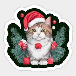 funny santa cat Sticker